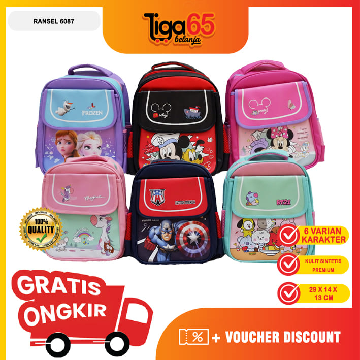 365 Tas Anak / Ransel Anak Sekolah / Ransel PAUD Motif / Tas Anak Motif Karakter / Tas Anak Laki Laki / Tas Anak Perempuan 6087