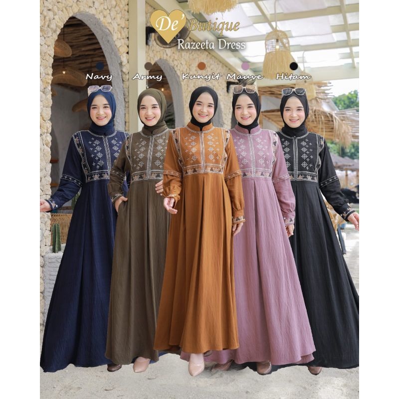 Razeeta Dress Ory De Butique // Gamis Pololinen bordir // Gamis daily // gamis bordir // gamis terla