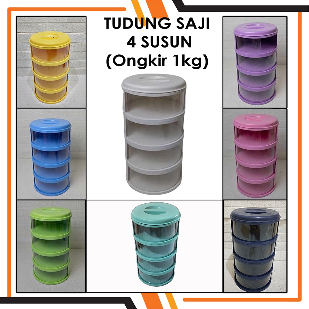 SGM Tudung Saji FIT 4 Susun (PERLU DIRAKIT) Lebih Tebal FOOD GRADE Cover Multilayer Tempat Penyimpanan Makanan 4 Tingkat