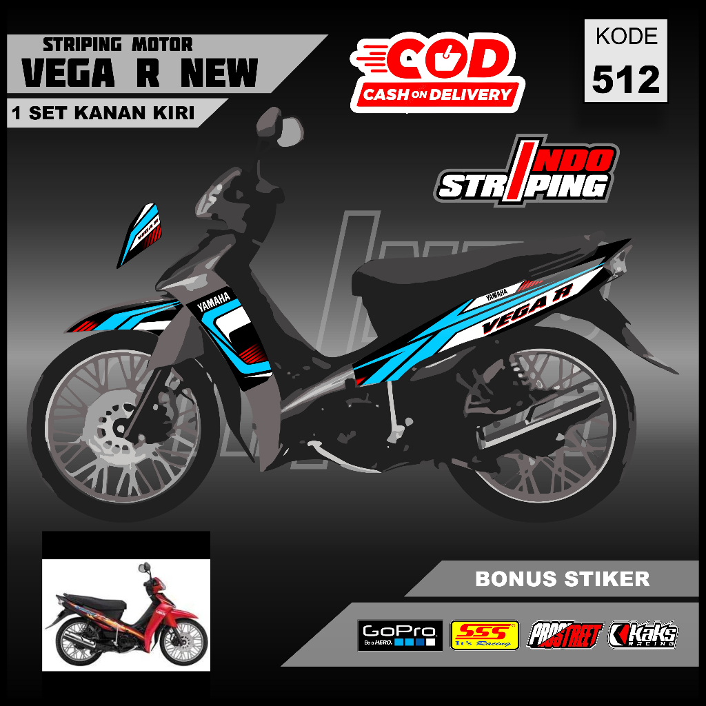 Striping Vega R New / New Vega R (M512) - Sticker Stiker Setiker Semi Fullbody Yamaha Vega R New Mot