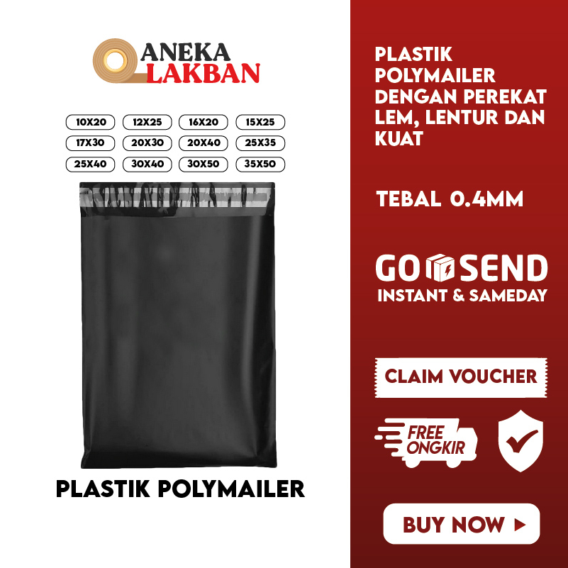 HORICI POLYMAILER PLASTIK UKURAN SEDANG - BESAR PACKING BAJU ±100 LEMBAR HITAM KANTONG POLYMAILER ON