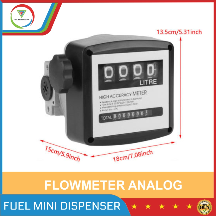 Flowmeter Analog/Manual 4 Digit Alat Ukur BBM Solar Air Out In Put 1&quot;