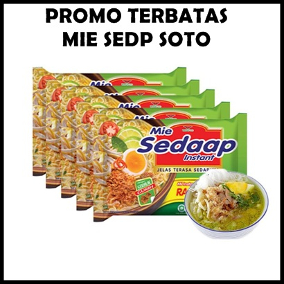 Mie Sedap Soto Instan Praktis Mudah diBuat Isi Kemasan 75Gr Tekstur Mi Kenyal DiLengkapi Dengan Tabu