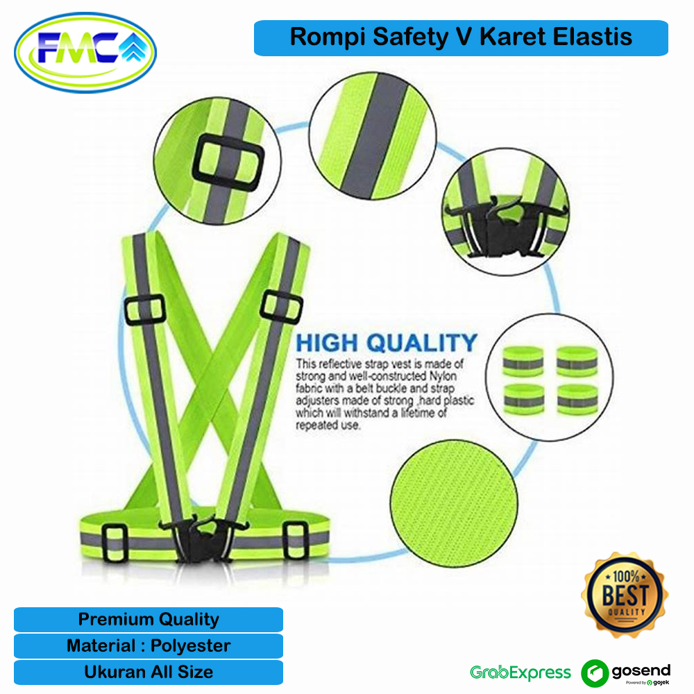 Tali Rompi Safety V Karet Elastis Rompi Proyek Olahraga Lari Vest Band Warna Rompi Pengaman