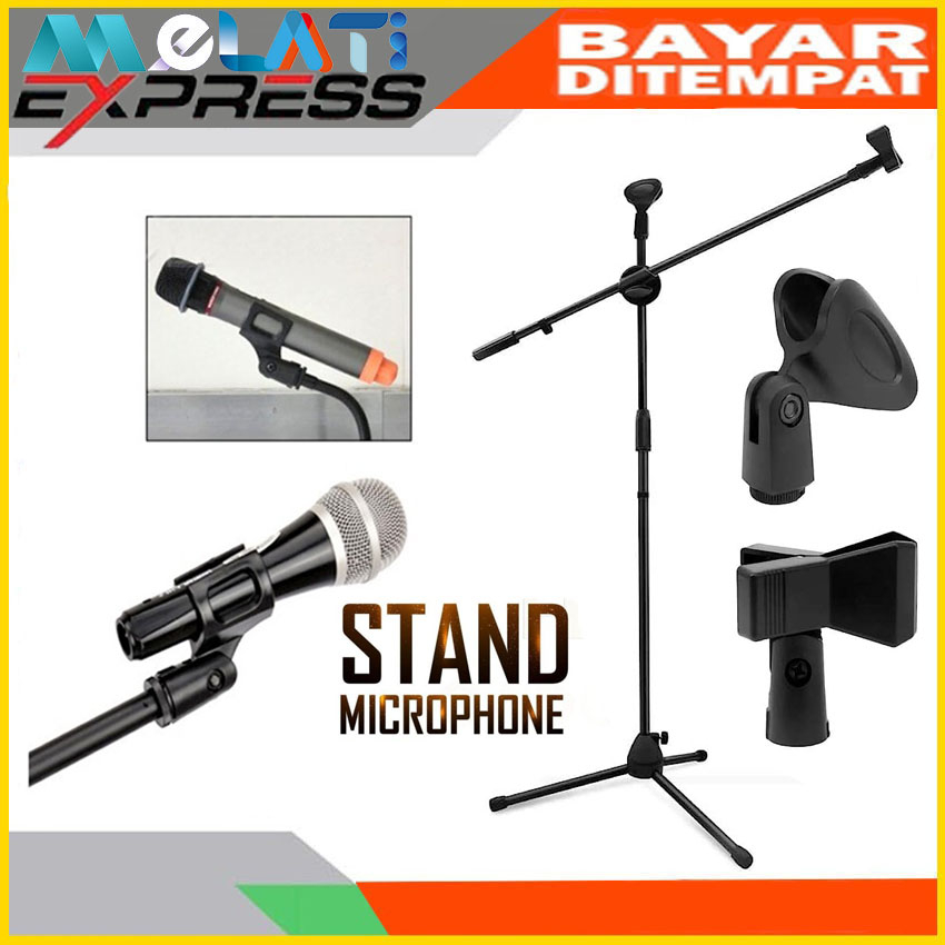 Stand Mic Berdiri / Stand Microphone Bisa Tinggi Pendek Tripod Holder Stand Mic