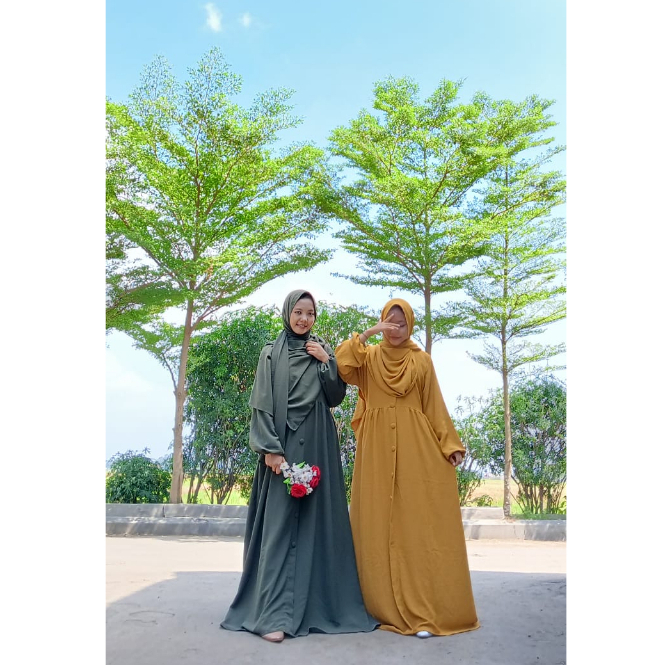 GAMIS CRINKLE SET HIJAB PASHMINA SYARI/COD/gamis polos babydoll crinkle airflow/set hijab muslimah s
