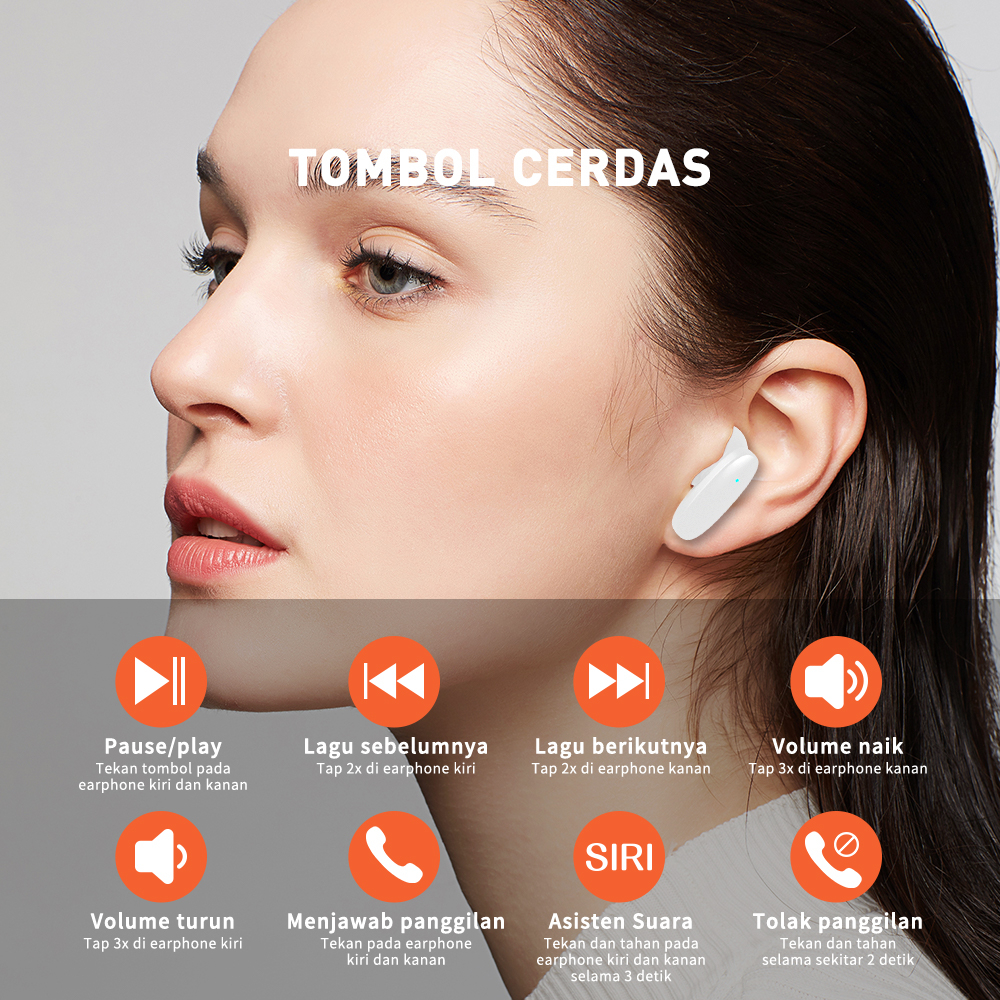 TWS Bluetooth Music True Wireless Headphone Earphone Bluetooth Headset Smart Noise Reduction HiFi Stereo