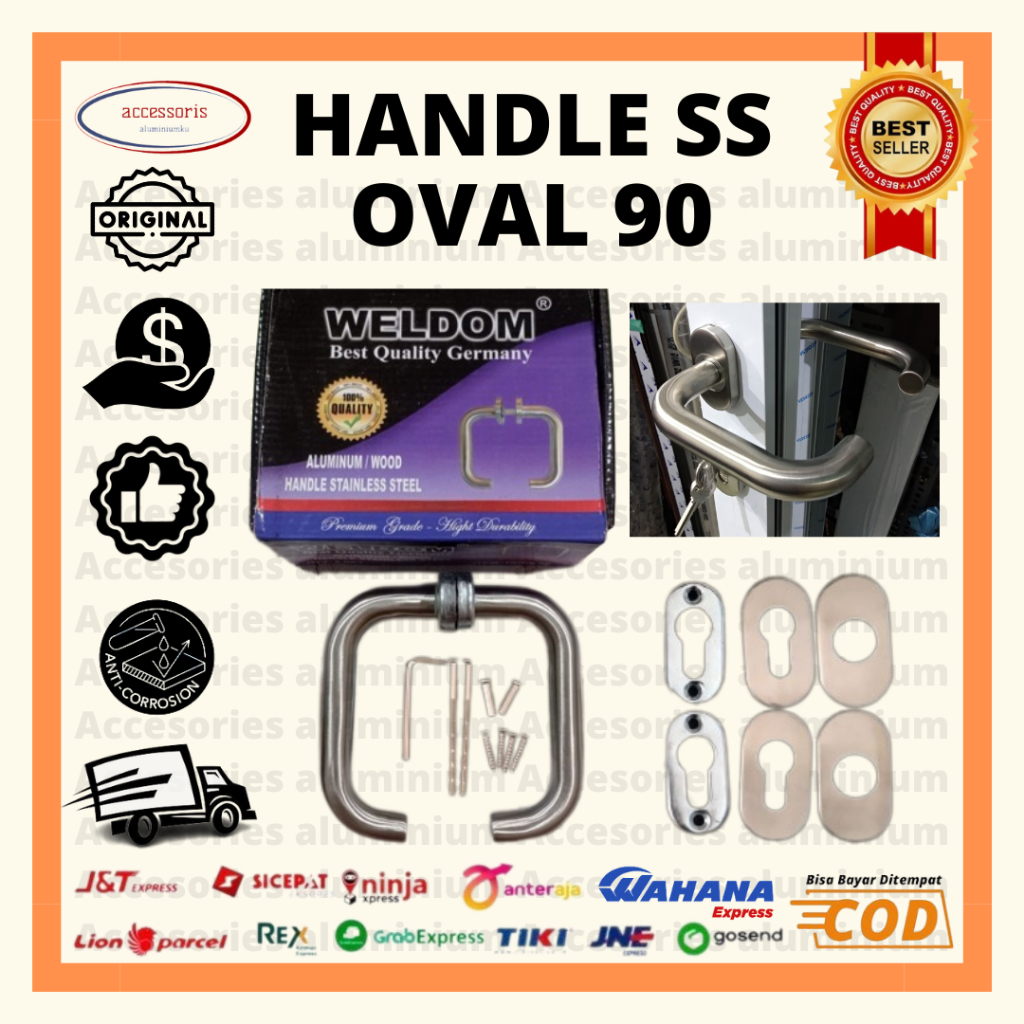 Handle Pintu Stainless Steel 90 Weldom / Gagang Pintu Stainless Steel