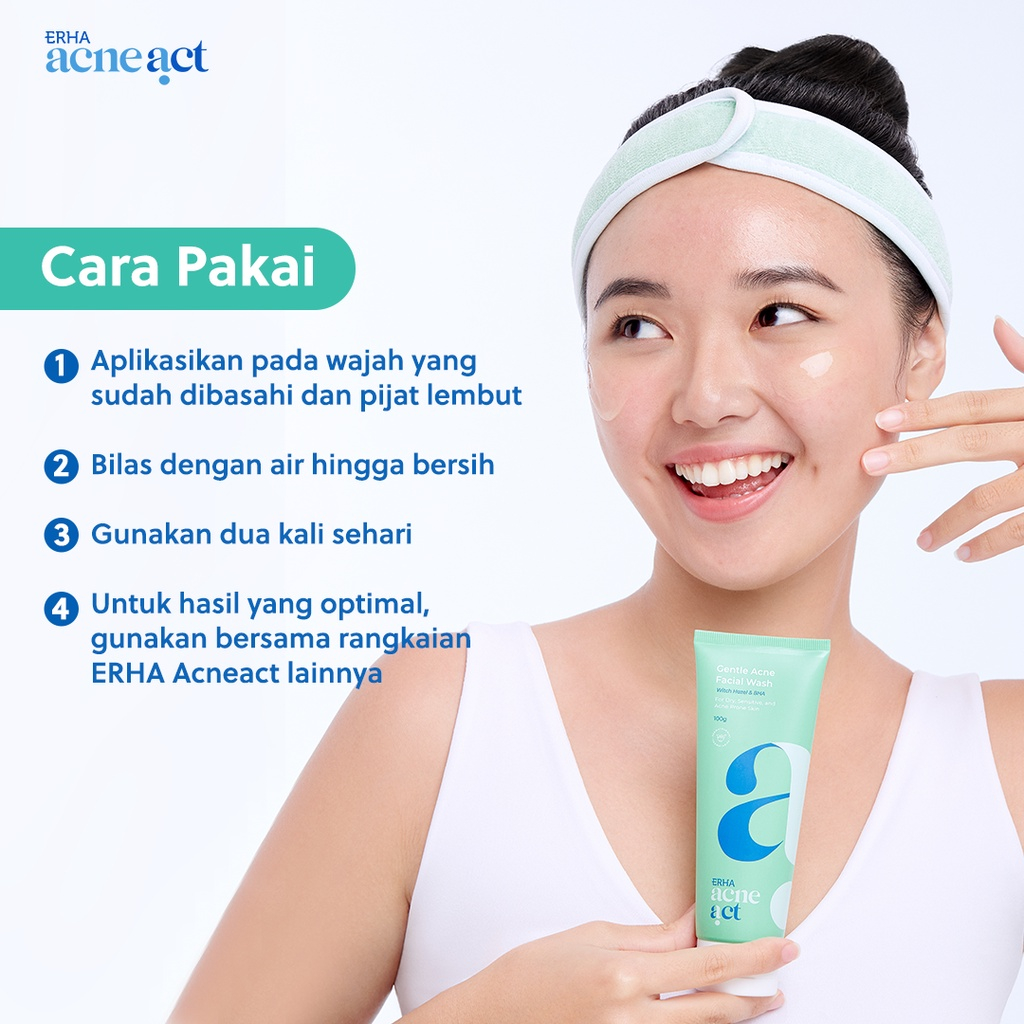 ERHA Acneact Witch Hazel &amp; BHA Gentle Facial Wash 100g Sabun Pembersih Wajah Berjerawat Sabun Jerawat