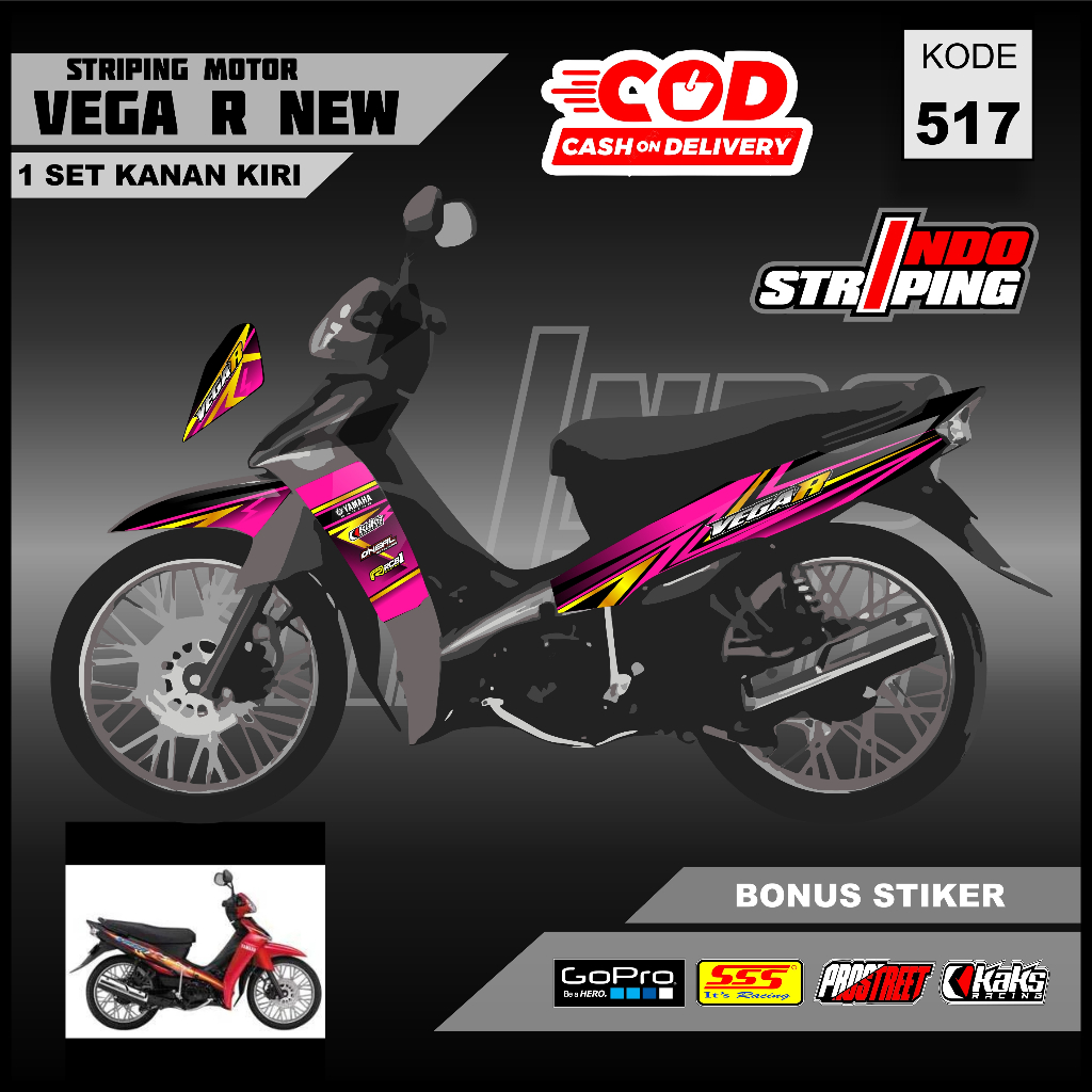 Striping Sticker Vega R New / New Vega R (M517) - Stiker Setiker Variasi Semi Fullbody Yamaha Vega R