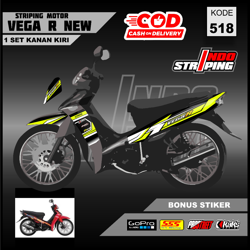 Striping Sticker Vega R New / New Vega R (M518) - Stiker Setiker Variasi Semi Fullbody Yamaha Vega R