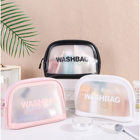 ELDE 1 - Tas Kosmetik WASHBAG Bahan PVC Kulit PU Waterproof Transparant Pouch Travel Organizer