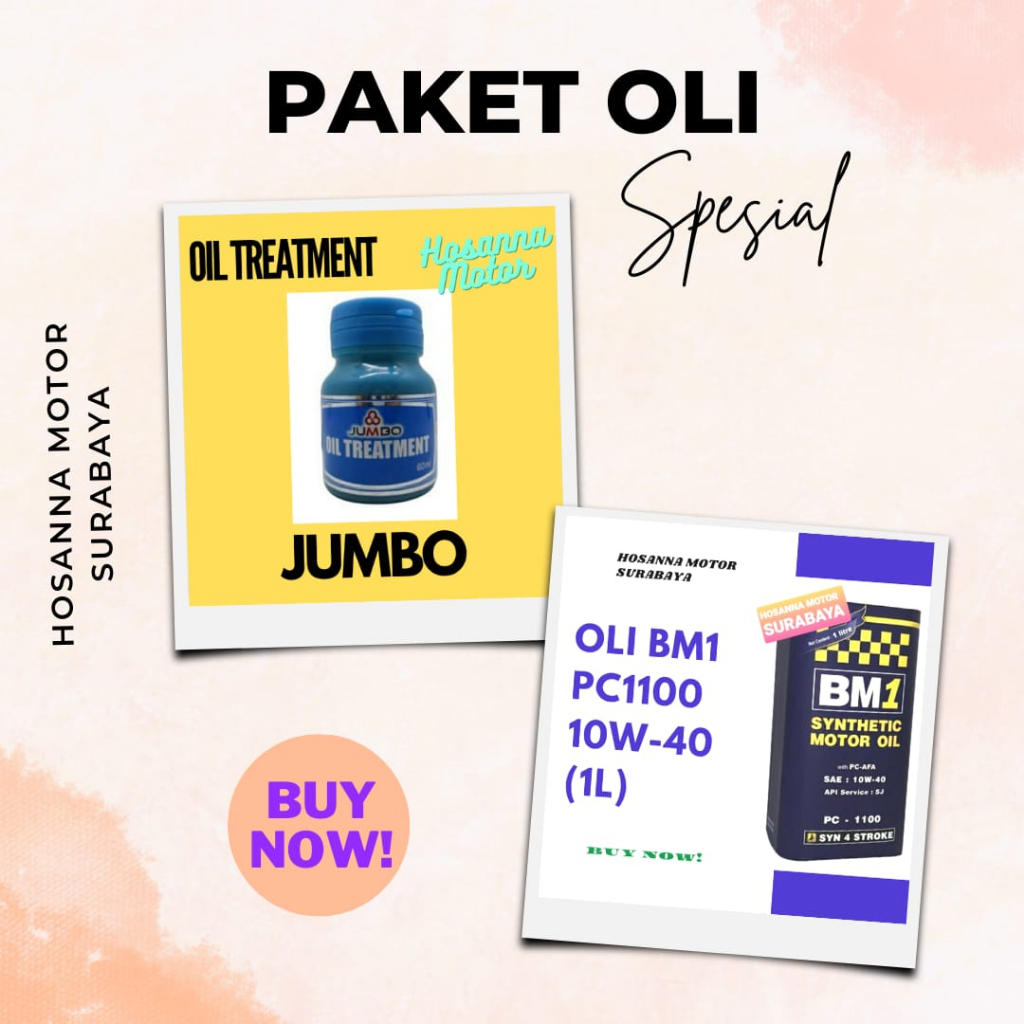 Oli BM1 PC 1100 10W-40 (1L) dengan Oli Treatment Jumbo (60ml)