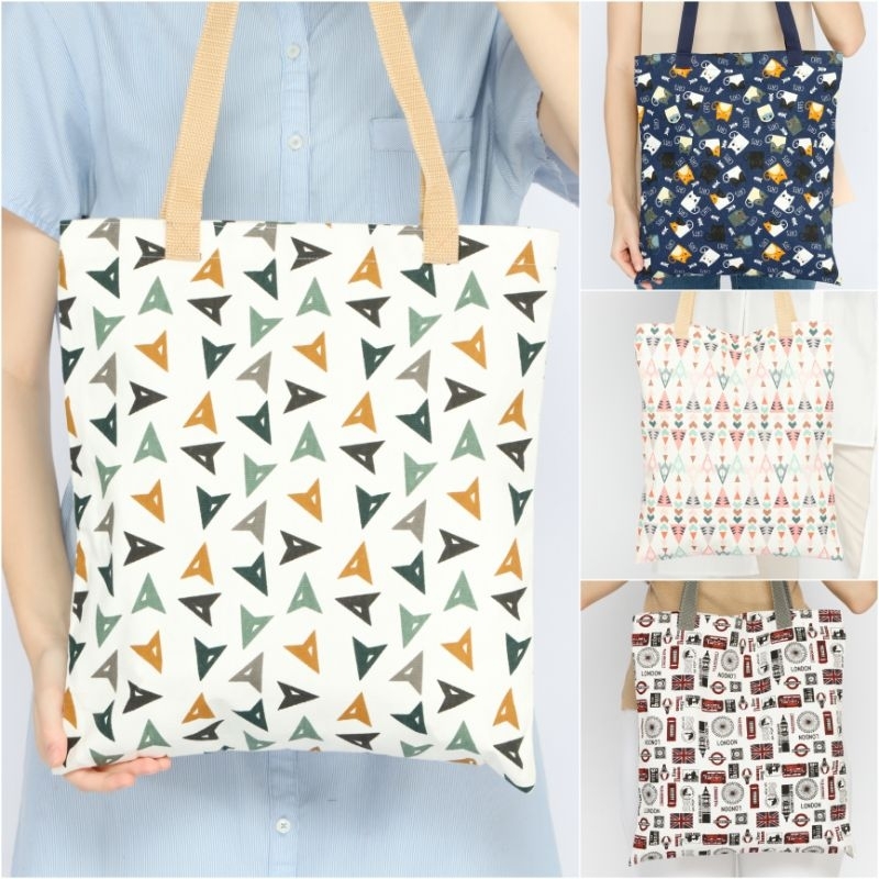 Tas totebag selempang wanita resleting kanvas aesthetic kuliah besar kain tebal korea polos premium 