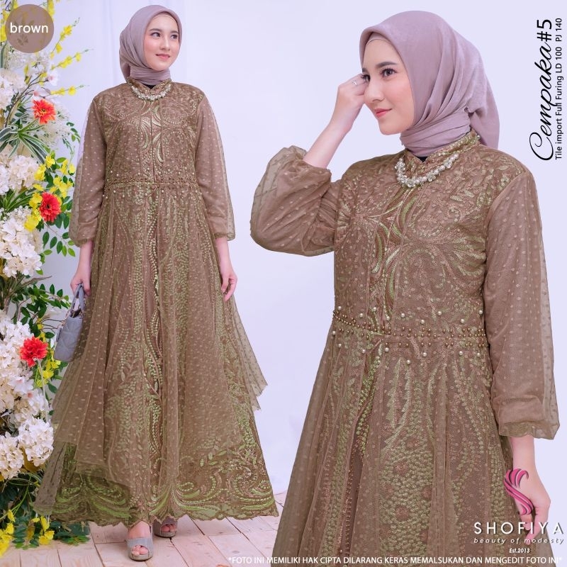 [READY] CEMPAKA • GHENDIS BY SHOFIYA GAMIS DRESS PESTA BROKLAT WANITA MUSLIM