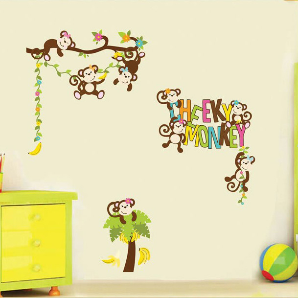 Cheeky Monkey JM7277 - Wallstiker Dinding Kamar Tidur Anak Wall Sticker Aesthetic