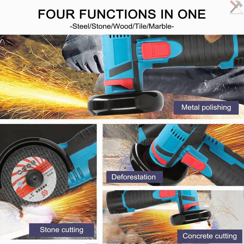 16.8V Mesin Gerinda Angle Grinder Mesin Gerinda Tangan Listrik Angle Grinder Penggiling Sudut Portable Multifungsi Untuk Potong / Poles Ubin Keramik / Kayu DIY