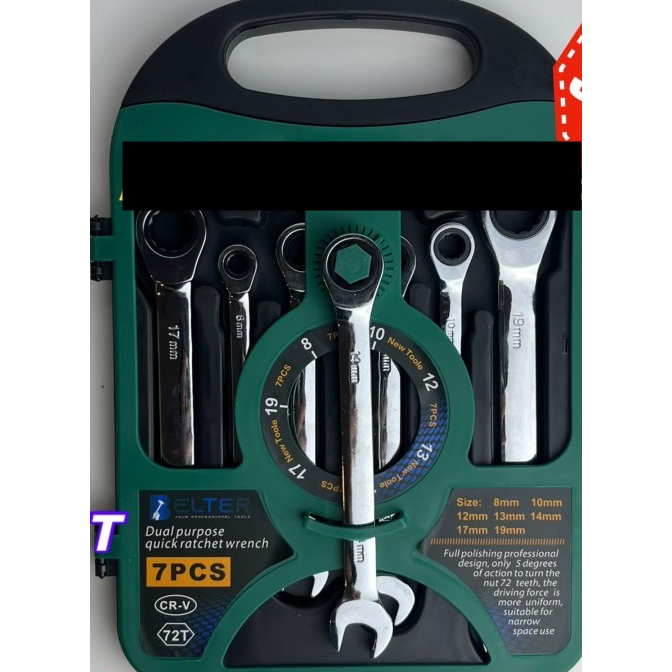 KUNCI RING PAS RACHET SET 7pcs Konci Ratchet