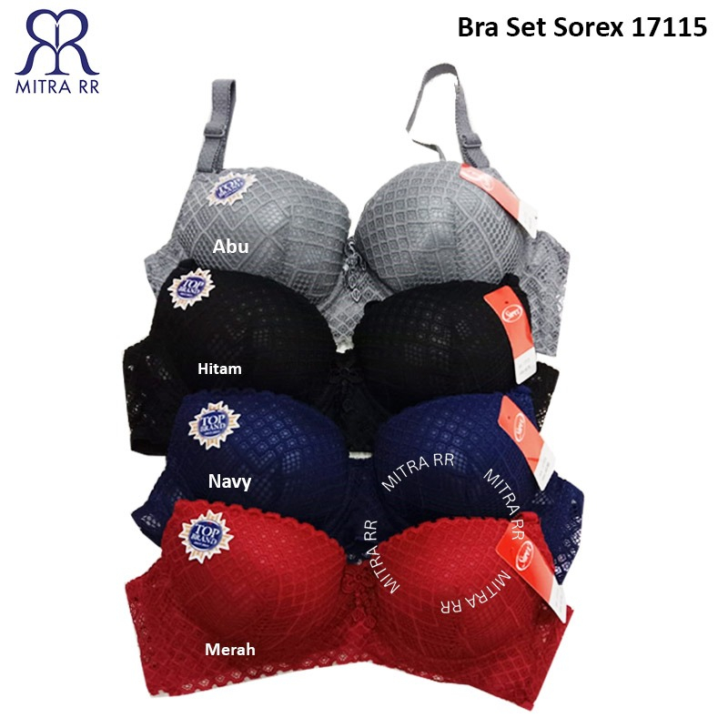 Sorex Bra Set Motif Brukat Bunga Busa Pakai Kawat | BH Set Celana Dalam Cup Sedang 17115