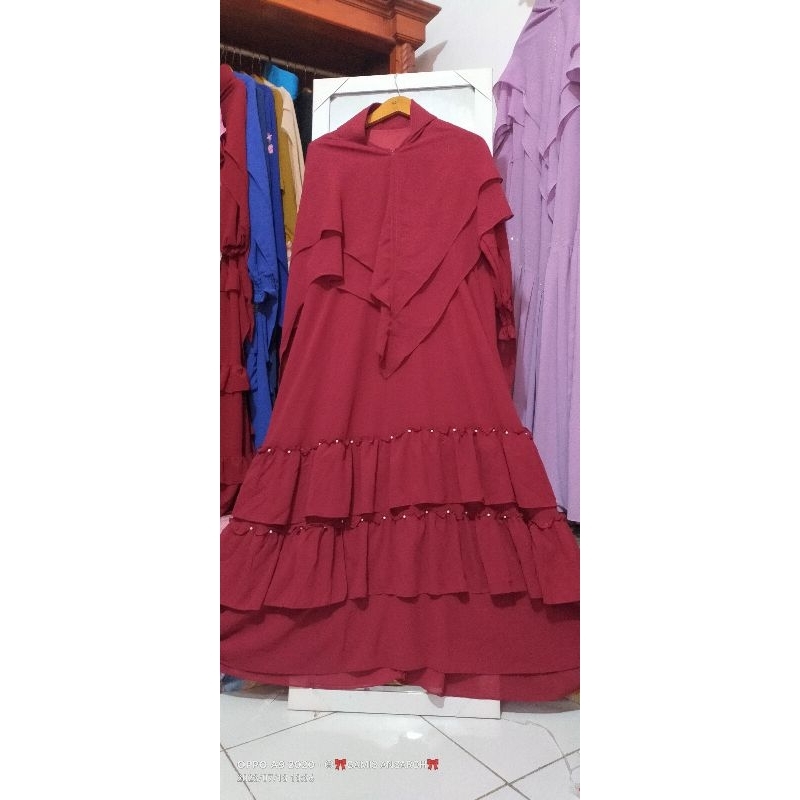 Gamis ceruty marun termurah