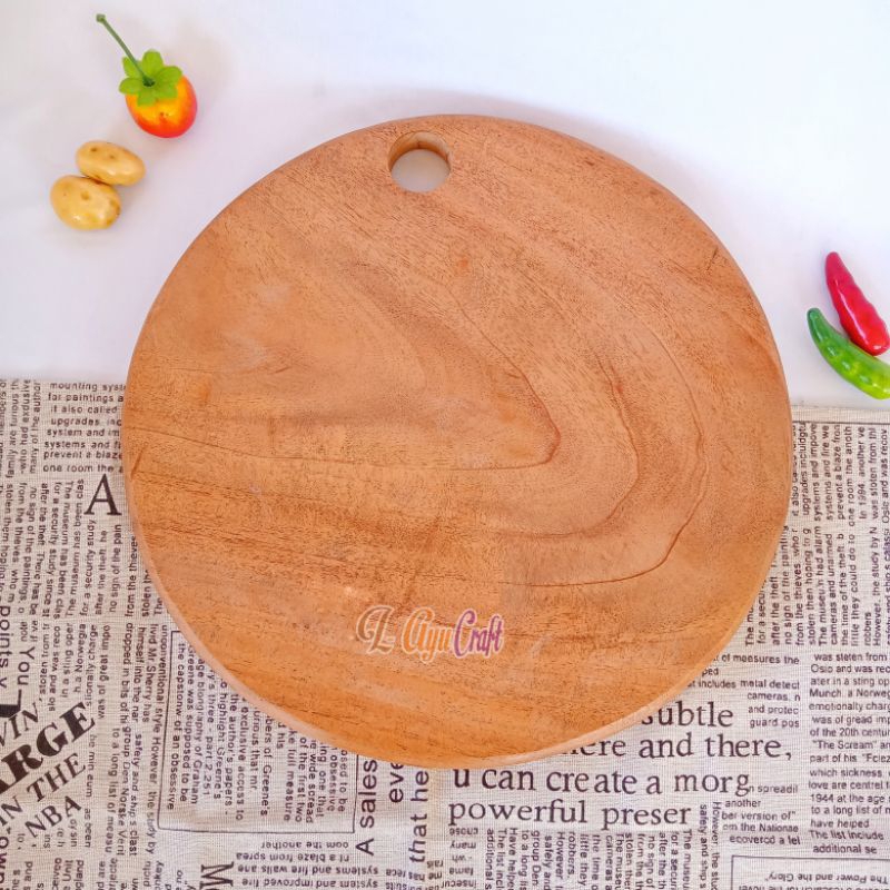 L-AYUCRAFT Talenan bulat lubang kayu mahoni