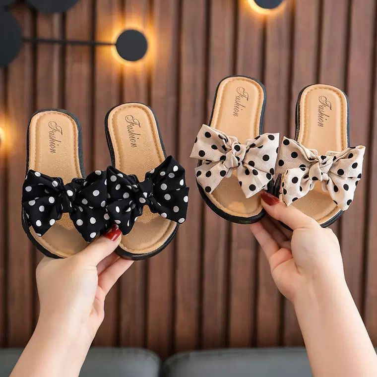 LITTLE POLKA RIBBON 1601 Sandal Anak Selop Karet Import Berkualitas 2-8 Tahun / Sandal  Selop Anak Perempuan PIta Terabru