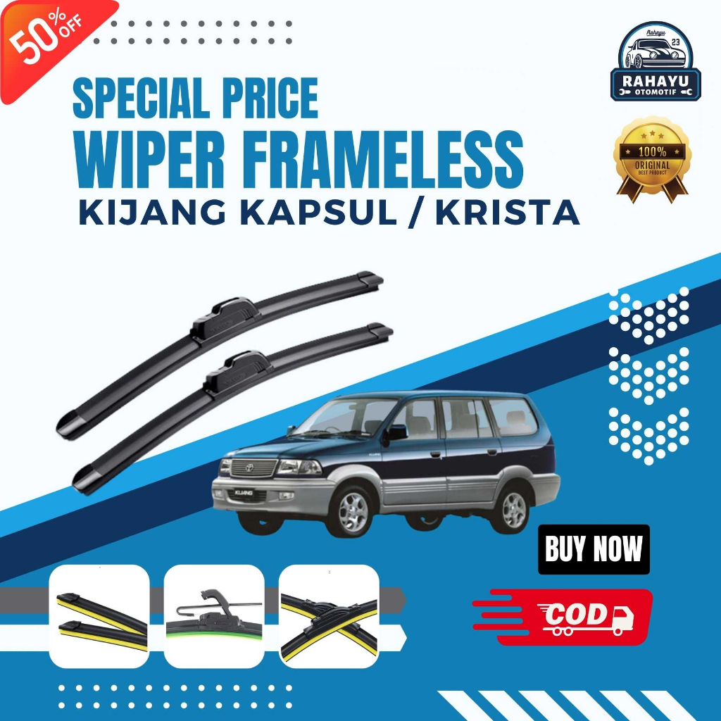 ( BERGARANSI ) Wiper Mobil Frameless Kijang Krista/Kapsul Sepasang Isi 2 Pcs Kanan Kiri | Wiper Kaca