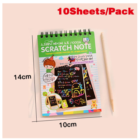 Viral !! Buku gambar black magic isi 10sheet /Scratch Note Magic Kecil uk 14x10cm / Buku Gambar Gores Magic Black Ukuran kecil