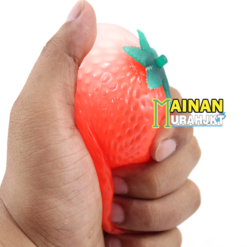 MAINAN ANAK SQUISHY BUAH BUAHAN STRAWBERY TOMAT STRESS BALL SMASH WATER BALL BUAH