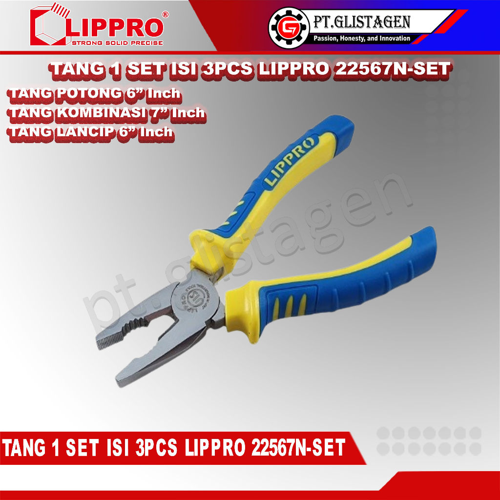 LIPPRO Tang 1 SET 22567N SET Tang Lancip Potong Kombinasi ORIGINAL