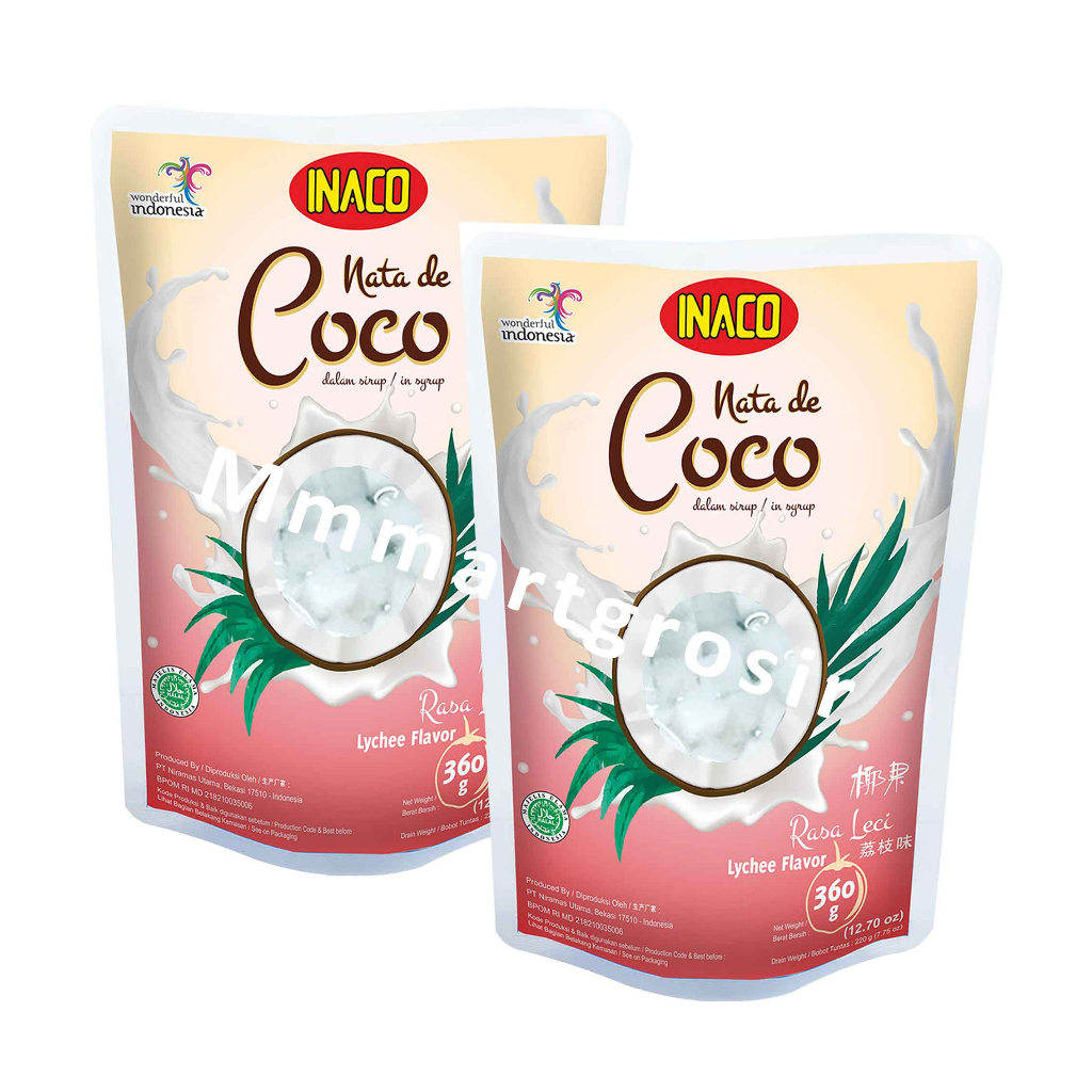 Inaco Nata De Coco / Minuman Coconut Gel / Minuman Rasa Leci Flavor / 360gr