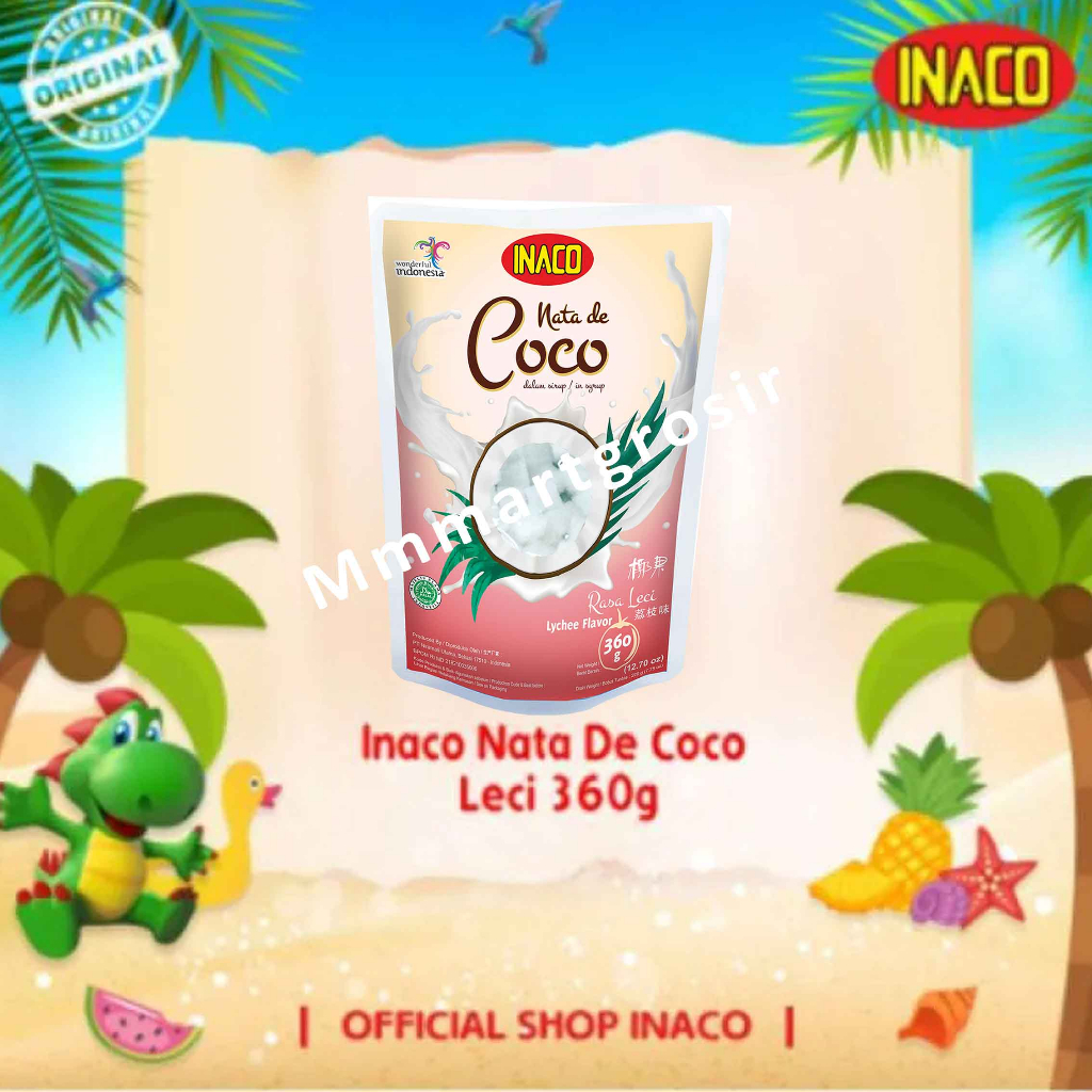 Inaco Nata De Coco / Minuman Coconut Gel / Minuman Rasa Leci Flavor / 360gr