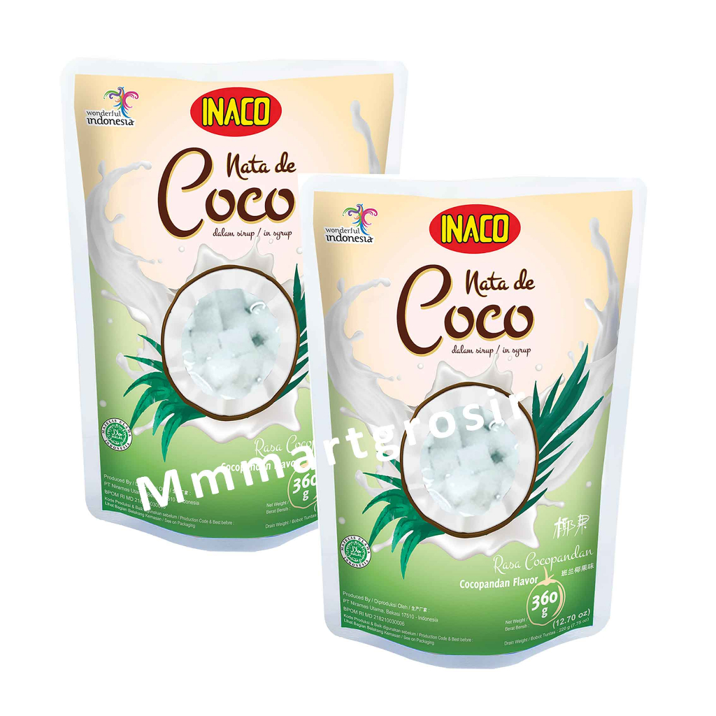 Inaco Nata De Coco / Minuman Coconut Gel / Minuman Rasa Cocopandan Flavor / 360gr