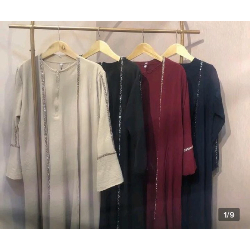 Baju Gamis Lebaran Dress Muslim Outfit Outer Wanita Perempuan Remaja Kondangan kekinian Bahan Cringk