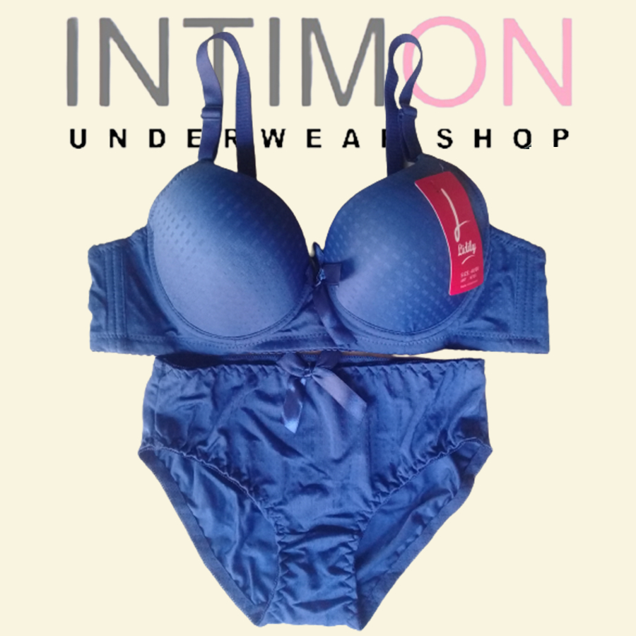 BH Bra Set Plus CD Lydyly Cup C Busa Sedang Full Cup Kawat Motif Renda Brokat Setelan Pakaian Dalam 