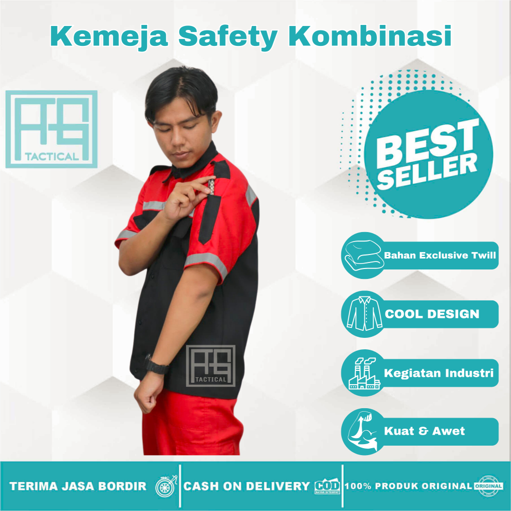 Atasan Wearpack Kombinasi/Kemeja Safety Pria Lengan Pendek/Kemeja Kerja