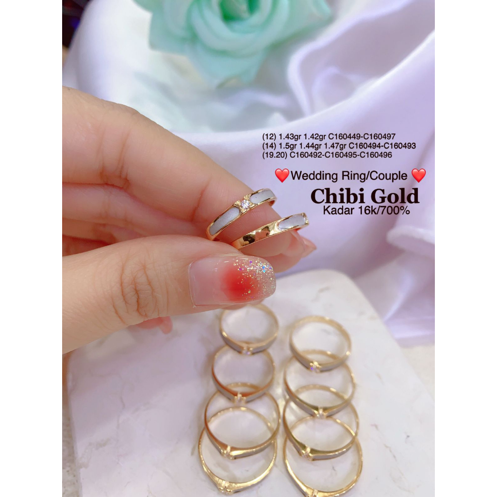 CHIBIGOLD Cincin couple emas 700 kadar 16K C160449 - chibi