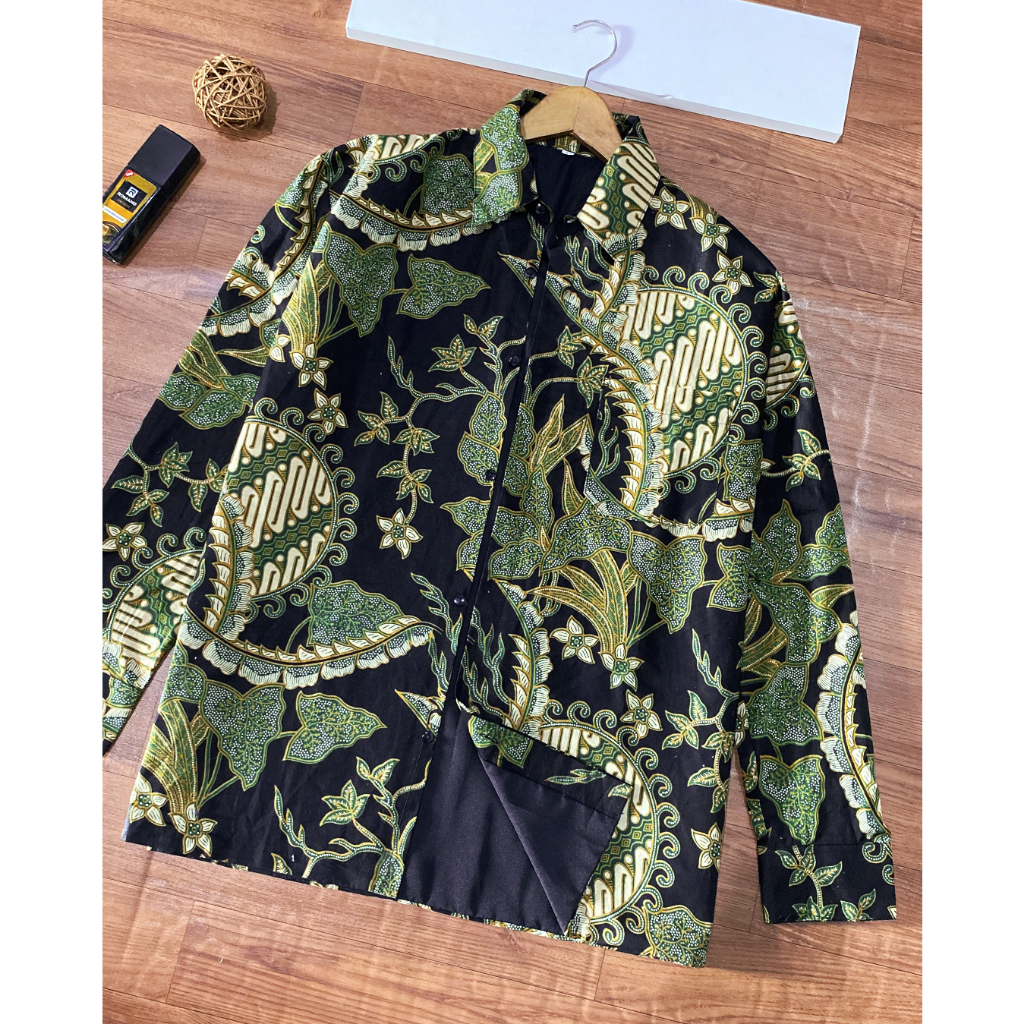 MISO BUTIK - Kemeja Batik Pria Lengan Panjang Full Furing Motif Baru Hitam Series Motif Ayana Clara Fara Indira Pager Premium Kekinian