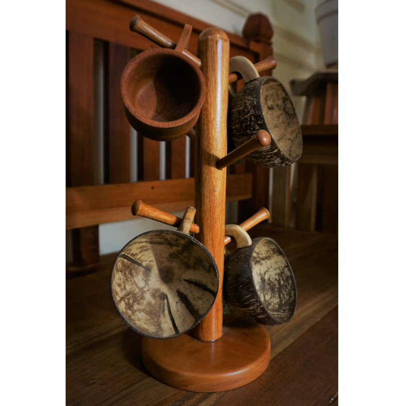 HOLDER MUG KAYU RAK KAYU STANDING / RAK CANGKIR UNIK / GANTUNGAN CANGKIR
