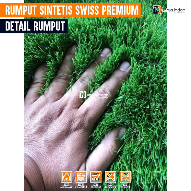 RUMPUT SINTETIS SWISS PREMIUM UKURAN 75 CM X 5 METER