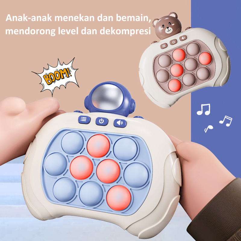 [1KG 7PCS] Kiddikiddo Pop It Push Bubble Game Challenge / Game Console Push Bubble / Mainan Fidget Toys Dengan Mesin Game LED Menghilangkan Stress