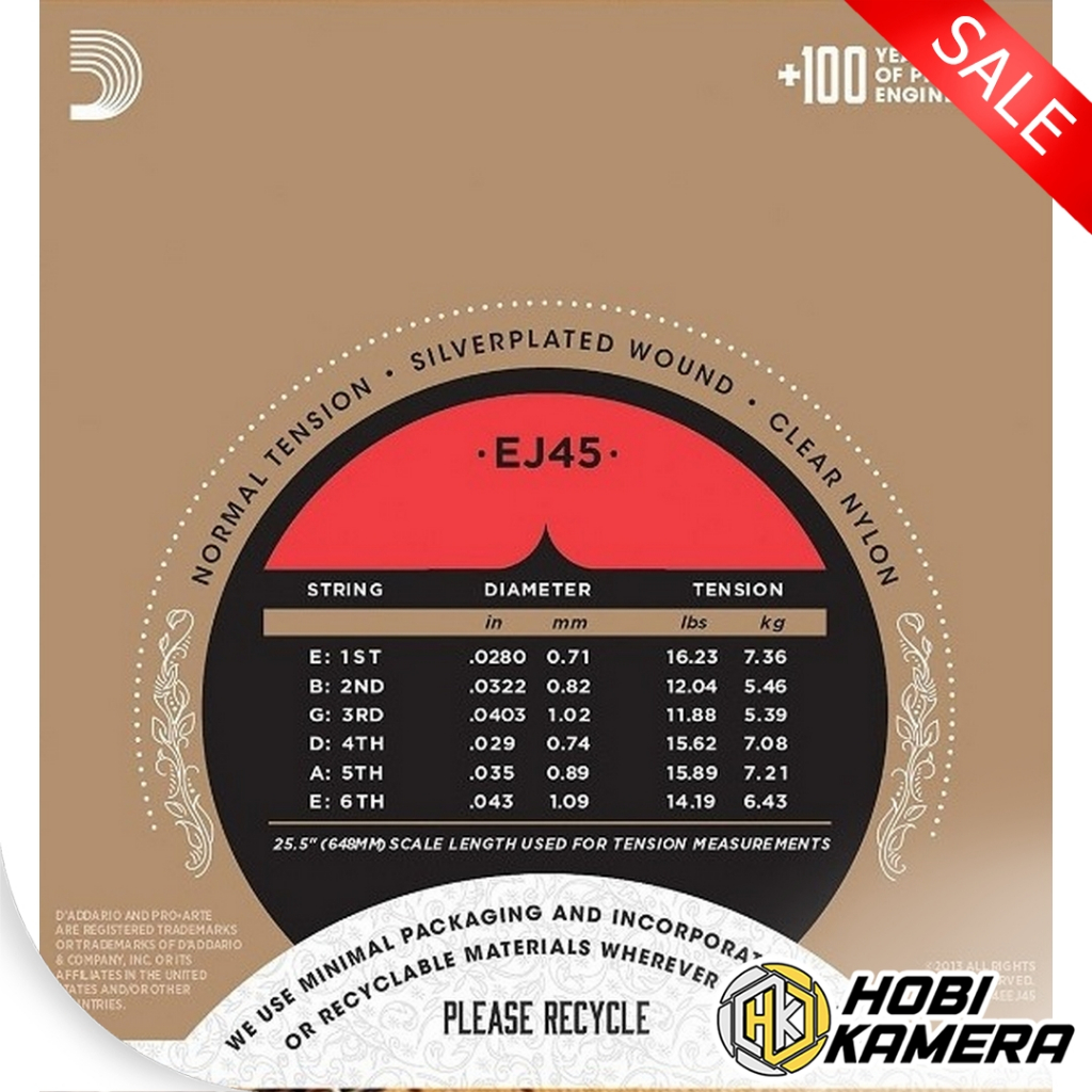 Senar Gitar Klasik Nylon / Classical Guitar - D'Addario Pro Arte EJ45