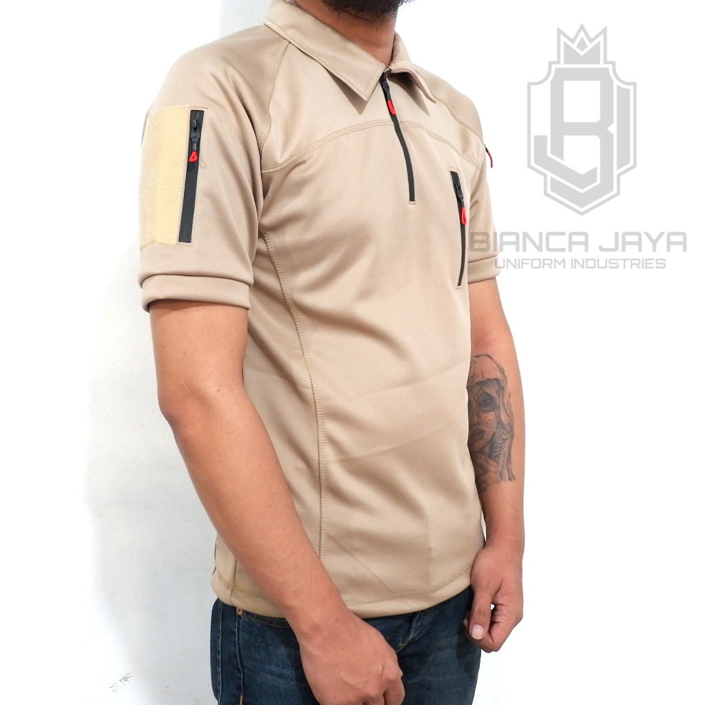 Terbaru kaos bdu tactical full Scuba Combat Cream Polos lengan pendek