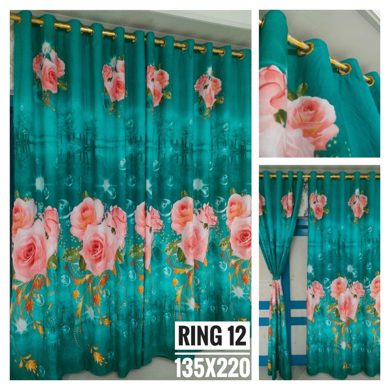 Gorden Smokring Bunga Terhits/Tirai Pintu Jendela/ Dekorasi Ruang Tamu/ Bahan Tebal