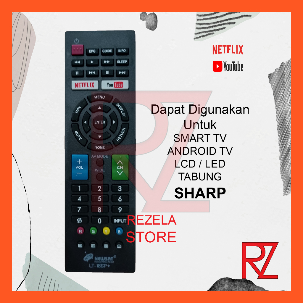 Remote SMART TV SHARP Android Remot LCD LED Tabung NEWSAT Langsung Pakai
