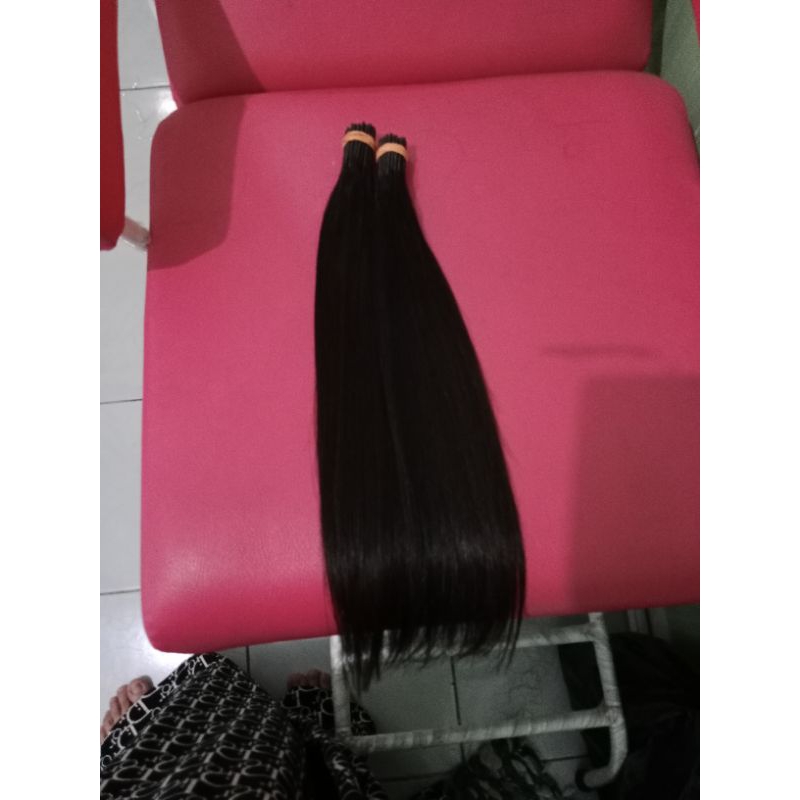rambut sambung asli 55cm, 100 helai suda smothing/helai