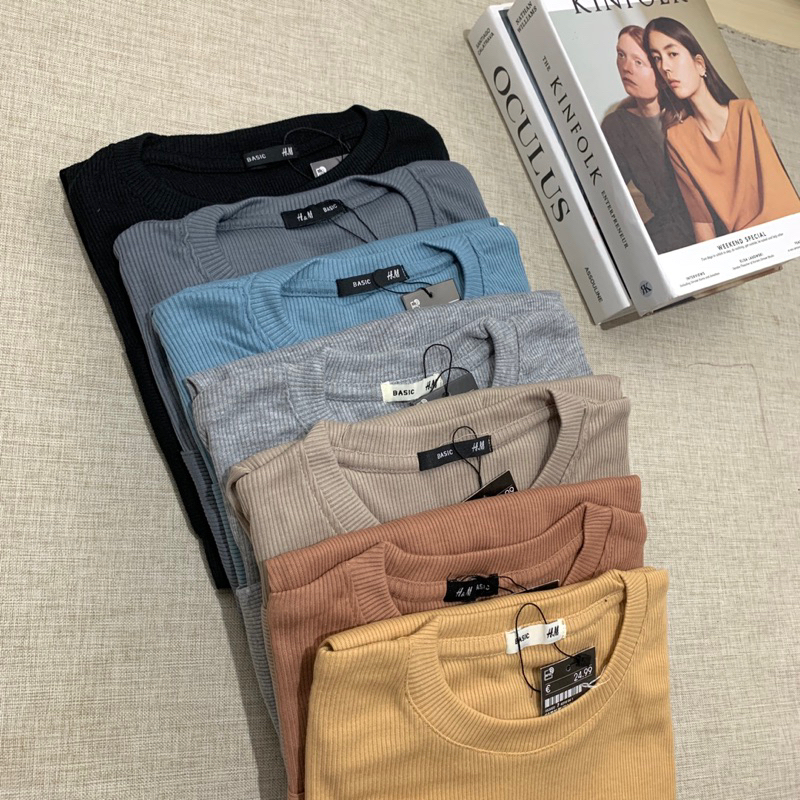 dwistuff Basic Tee Kaos Lengan Panjang Katun Rib Wafer Rajut