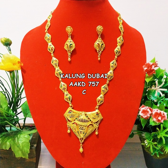 Kalung Dubai set anting India / kalung emas set anting