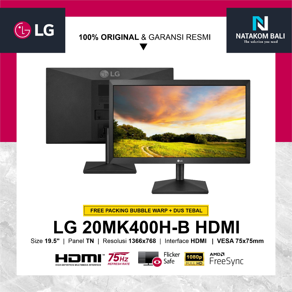 MONITOR LED LG 20MK400H-B 19.5" INCHI HDMI