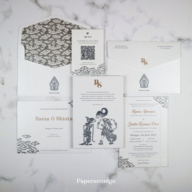 'Wayang' Undangan Pernikahan Jasmine Single Hardcover + Amplop Besar